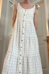 Paper Crane Grid Button Down Midi Dress Photo 0