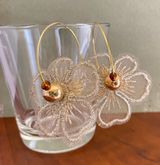 Kawaii antique style floral lace hoop earrings✨ Photo 0