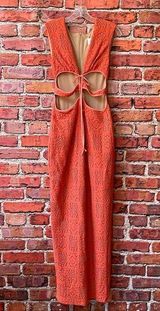 Orange Lace Rumer  Zahra Cut Out Bodycon Maxi Dress Photo 0