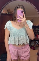 Blue Green Babydoll Top Photo 0