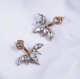 Boutique Crystal Leaf Geometry Stud Earrings  Photo 0