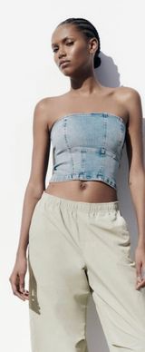 ZARA Denim Corset Top Photo 0