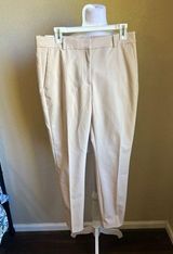 cream tan elastic waist slack straight leg trouser pants | 12 Photo 0