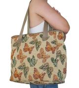 Vintage 90s J Garden Butterfly Tapestry Tote Bag Photo 0