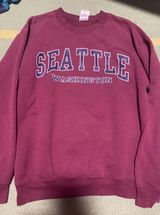 Seattle Washington Crewneck Sweatshirt Red Size M Photo 0