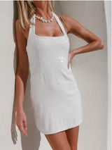 Show Me Your Mumu Samba Halter Sequin Mini Dress White XS Photo 0