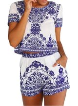 Romwe Two Piece Porcelain Short Set Photo 0