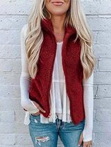 Colorado Clothing Red Fuzzy Zip up Quilted Vest Size L Photo 0