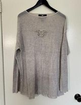 Harley Davidson Cream Knit Long Sleeve Sweater with Embroidered Design Medium Photo 0