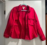 If It Were Me Red Denim Jacket Photo 0