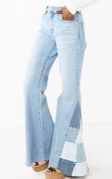 SO® Low-Rise Patchwork Extreme Flare Jeans 9 / 29W 70s Retro Boho Summer Photo 0