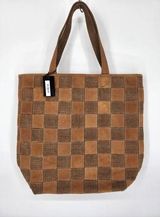 Crosstree Lane Brown Suede and Wool Patchwork Tote Bag Photo 0