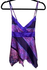 Vtg 90s y2k purple paisley hanky hem tank top Photo 0