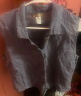 The Territory Ahead Denim Button Up Sleeveless Tie Knot Top Photo 0