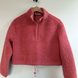Double Zero Rose pink  size small teddy fleece Sherpa 3/4 pullover sweatshirt Photo 0