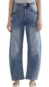 MICA Los Angeles Sapphire Barrel Leg Jeans High Rise Denim Size 26 2 CASUAL Pant Blue Photo 0