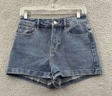 Mom Shorts High‎ Rise Denim Pockets Medium Wash Cuffed 2" Women's Size 25 Photo 0