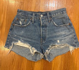 Levi's 501 Cut Off Denim Jean‎ Shorts Distressed Frayed Raw Hem W24 Photo 0