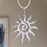 Handmade stainless steel sun boho retro vintage style necklace☀️ Photo 0