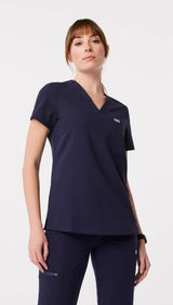 Figs Women's Catarina One Pocket Scrub Top in Navy, Size Small Photo 0