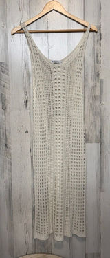 Paradise USA Ivory Knit Maxi Dress | Crochet Beach Cover Up Boho Resortwear Size White Size M Photo 0