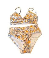 CUPSHE Floral Wrap Bralette & High Waist Bikini Set Multicolor Size M Photo 0