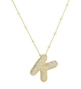 Bubble Balloon Letter K Zircon Initial Necklace Gold Photo 0