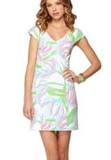 Lilly Pulitzer Floral Cap Sleeve White Green Mini Dress. Size: S Photo 0
