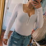 PacSun White Zip Front Bodysuit Photo 0