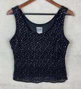 Vintage R&M Richards Women's Sequin Mesh Sleeveless Tank Top Size M Black Lined Photo 0