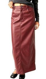 City Slicker Vegan Maxi Skirt Maroon Size 4 NWT faux leather Classy Photo 0