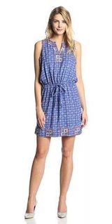 Lucky Brand Irving & Fine for  Embroidered Sleeveless Mini Dress w/ Tie at Waist Photo 0