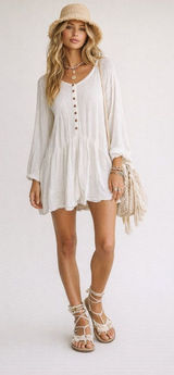 Free People Beach ribbed semi sheer long sleeve coverup mini dress. Size… Photo 0