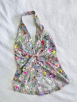 striped floral halter top Photo 0