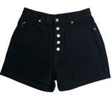 Vintage 90s Bongo High Waisted Black Denim Shorts Women’s Size 11 USA Button Fly Photo 0