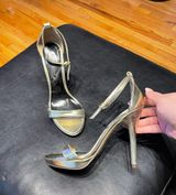 Michael Antonio Vintage Y2k Leather Metallic Mirror Shiny Sandals Straps Ankle Pumps Stilettos High Heels Photo 0