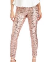 Windsor  Rose Gold Sequin Leggings with Geometric Design NWT Photo 0