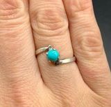 VTG Native American Simple Turquoise Bypass Sterling Silver Ring 925 Size 6 Photo 0