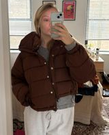 Forever 21 Cropped Brown Puffer Jacket Photo 0