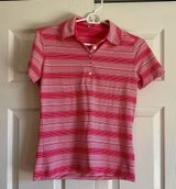 Nike Golf polo collared women’s 4 6 small pink striped retro golf shirt Photo 0