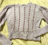 ZARA Wool Blend Purple Sparkle Textured Sweater Photo 0