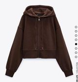 ZARA NWT Chocolate Brown Cropped Zip Up Hoodie Photo 0