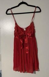 Vtg Victoria’s Secret Lingerie Red Sheer Lace Satin Bow Sexy Women’s Sz M Photo 0