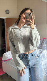 Topshop  Cropped Quarter-Zip Sweater Photo 0