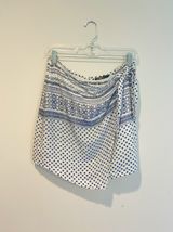 White And Blue Printed Wrap Mini Skirt Photo 0