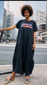 Dress In Happiness Black Tired T-Shirt Dress Photo 0