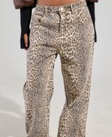 NWT vintage wash y2k cheetah leopard print baggy wide leg jeans Photo 0