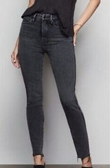 Good American Good Waist Raw Edge Jeans in Black Sz. 10/30 Photo 0