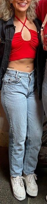Girl On Fire Red Halter Crop Top Photo 0