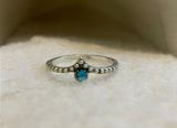 Silver Tone Faux Aquamarine Peaked Antique Vintage Ring Photo 0